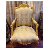 R - LOUIS XV-STYLE GILTWOOD ARM CHAIR (D9)