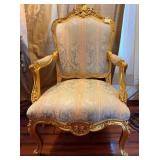 R - LOUIS XV-STYLE GILTWOOD ARM CHAIR (D5)