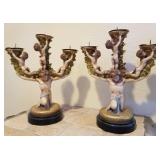 R - PAIR OF ORNATE FIGURAL CANDELABRA (F210)