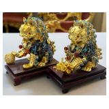 R - PAIR OF EMBELLISHED TEMPLE DOGS 5'T (L80)