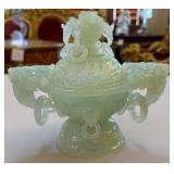 R - CHINESE CARVED JADEITE CENSER 6.5'T (L67)