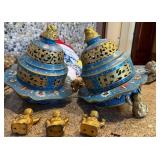 R - CHINESE CLOISONNE INCENSE BURNERS