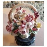 R - CAPODIMONTE-STYLE FLORAL BASKET (F203)