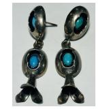 STERLING SILVER TURQOUISE EARRINGS 5.70GRS