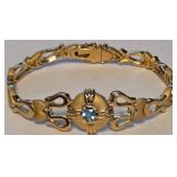 .925 STERLING SILVER / GOLD PLATED BRACELET (B10)
