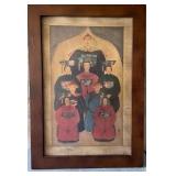 487 - VINTAGE ASIAN ART FRAMED 40X28' (G241)