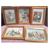 487 - INTERESTING FRAMED ART LOT 5 PIECES (G356)