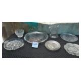 487 - PLATES, PLATTERS, PITCHER, CANDY DISH