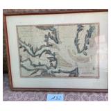 487 - VINTAGE CHESAPEAK BAY MAP FRAMED (A32)