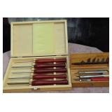 487 - VINTAGE WOODEN CHISELS/XACTO KNIVES(G391)