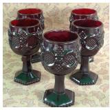 487 - AVON CAPE COD RUBY RED GOBLETS (G335)