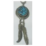 STERLING SILVER TURQOUISE PEND. WITH CHAIN 11.5GR