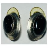 STERLING SILVER ONYX EARRINGS 5.10GRS