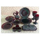 487 - AVON 1876 CAPE COD RUBY RED GLASSWARE (G329)