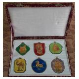 487 - VINTAGE SET OF 6 CHINESE ENAMEL PENDANTS