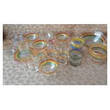 487 -VINTAGE MULTI COLOR STRIPED GLASSWARE(G292)
