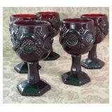 487 - AVON 1876 CAPE COD RUBY RED GLASS GOBLETS