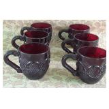 487 - AVON 1876 CAPE COD RUBY RED GLASS MUGS