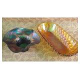 487 - TWO CARNIVAL STYLE GLASS BOWLS (G337)