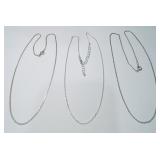 3 STERLING SILVER CHAINS 7.20GRS