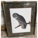 11 - PERCHED OWL FRAMED ART 21"T