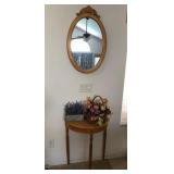 J5 - ENTRY TABLE WITH MIRROR & FAUX FLOWERS (K27)