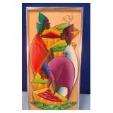 489 - FRITZ ROCK 'MARKET PLACE' ART FRAMED 8X16'
