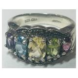 STERLING SILVER GEMSTONE RING 5.40GRS