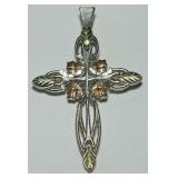 STERLING SILVER & 12KT GOLDCROSS  PENDANT