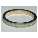 STERLING SILVER GOLD PLATED OPAL RING 2.00GRS
