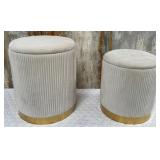 11 - TWO UPHOLSTERED STORAGE FOOTSTOOLS (C134)