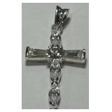 STERLING SILVER CZ CROSS PENDANT 2.30GRS