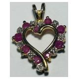 STERLING SILVER GOLD PLATED RUBY PENDANT 2.20GRS