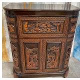 11 - CHINESE CARVED HOME BAR CABINET (C117)
