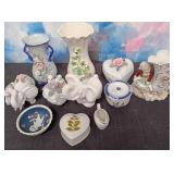 11 - LOT OF COLLECTIBLE VASES, TRINKET BOXES (H89)
