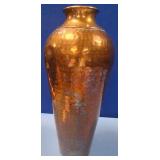 489 - VINTAGE POUNDED COPPER VASE 17'T (N5)