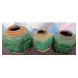 11 - THREE PIECES CHINESE SHIWAN POTTERY JARS(H69)