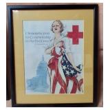 11 - WWI RED CROSS POSTER PRINT FRAMED 12X14'
