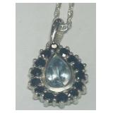 STERLING SILVER GEMSTONE PEND. WITH 18INCH CHAIN