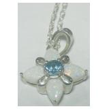 STERLING SILVER GEMSTONE PEND.WITH 18INCH CHAIN