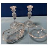 488 - VINTAGE CANDLESTICKS & SMALL BOWLS (D207)