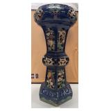 489 - CHINESE DECORATIVE POTTERY PEDESTAL 30.5"T