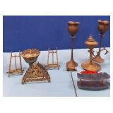 489 - CANDLE HOLDERS, EASELS, NAPKIN HOLDER, MORE
