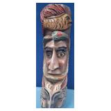 489 - CARVED WOOD TOTEM WALL DECOR 17"L (N26)
