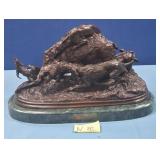 489 - MENE "BOAR AT BAY" BRONZE SCULPTURE 12"T