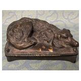 488 - VINTAGE CAST BRONZE SLEEPING DOG (M49)