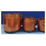489 - SET OF THREE POUNDED COPPER PLANTER POTS (N5