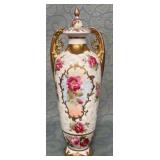 488 - VINTAGE HANDPAINTED FLORAL URN (D182)