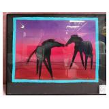 SW - "TWO HORSES COLLAGE" ART FRAMED 28X35" (Q5)