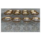 488 - TWELVE PIECES GOLD-RIMMED STEMWARE (M77)